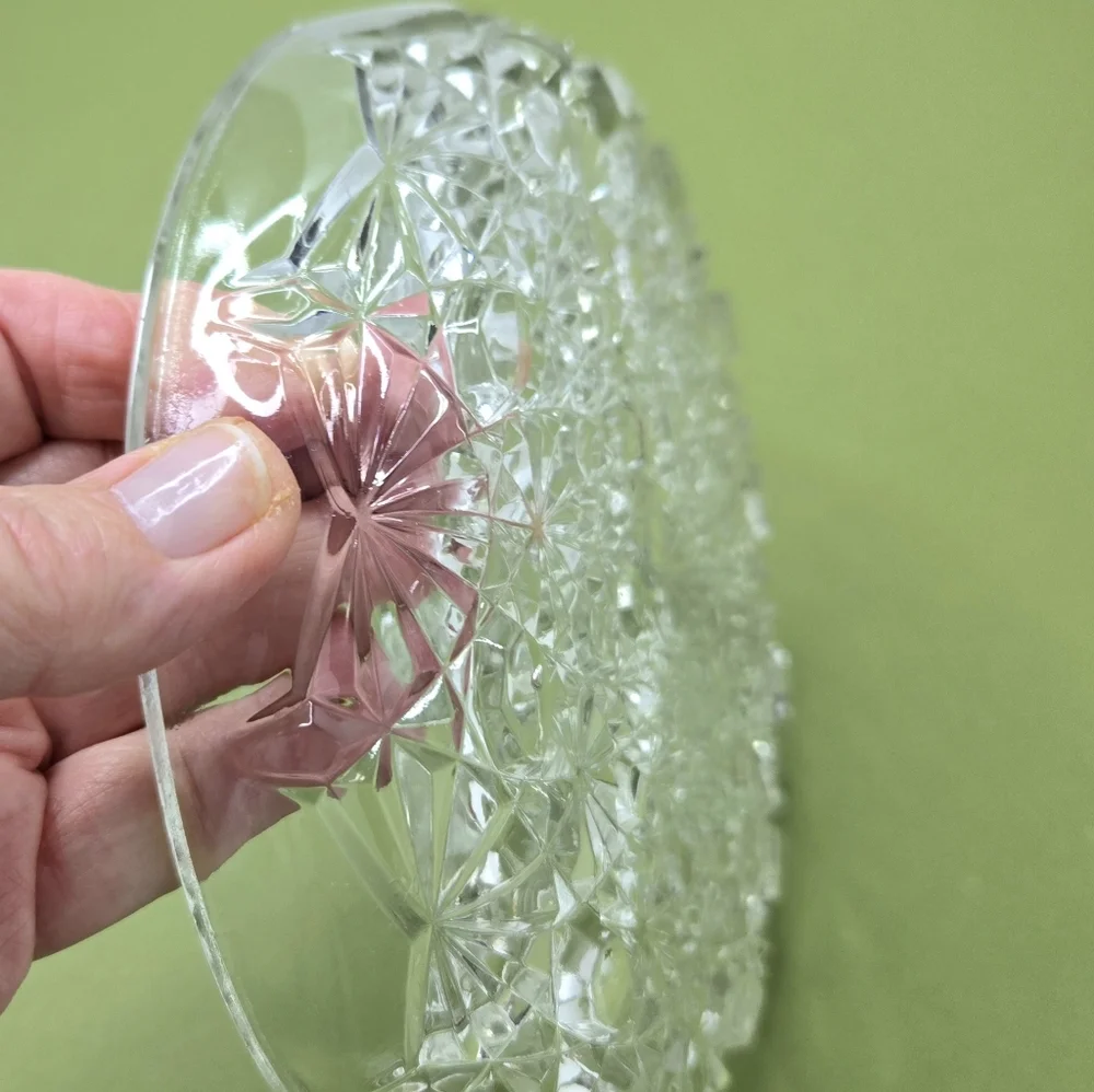 Cut Glass 3 Compartment, Round Serving Dish.
